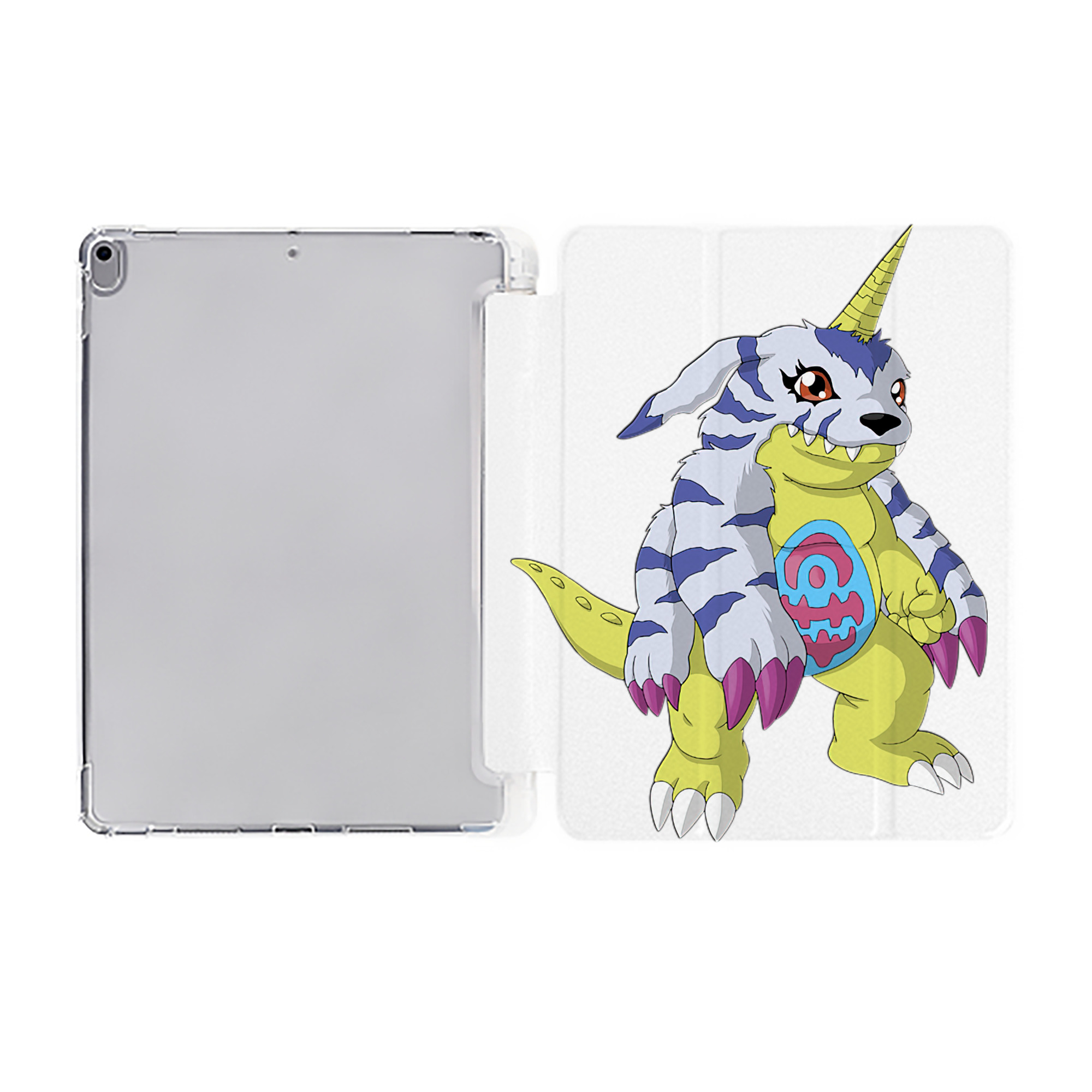 （画像用） Digimon デジタルモンスター/デジモン IPad ケース ペン収納付き 三つ折りスタンド PUレザー×シリコン 対応機種9.5/10.5/10.9インチ